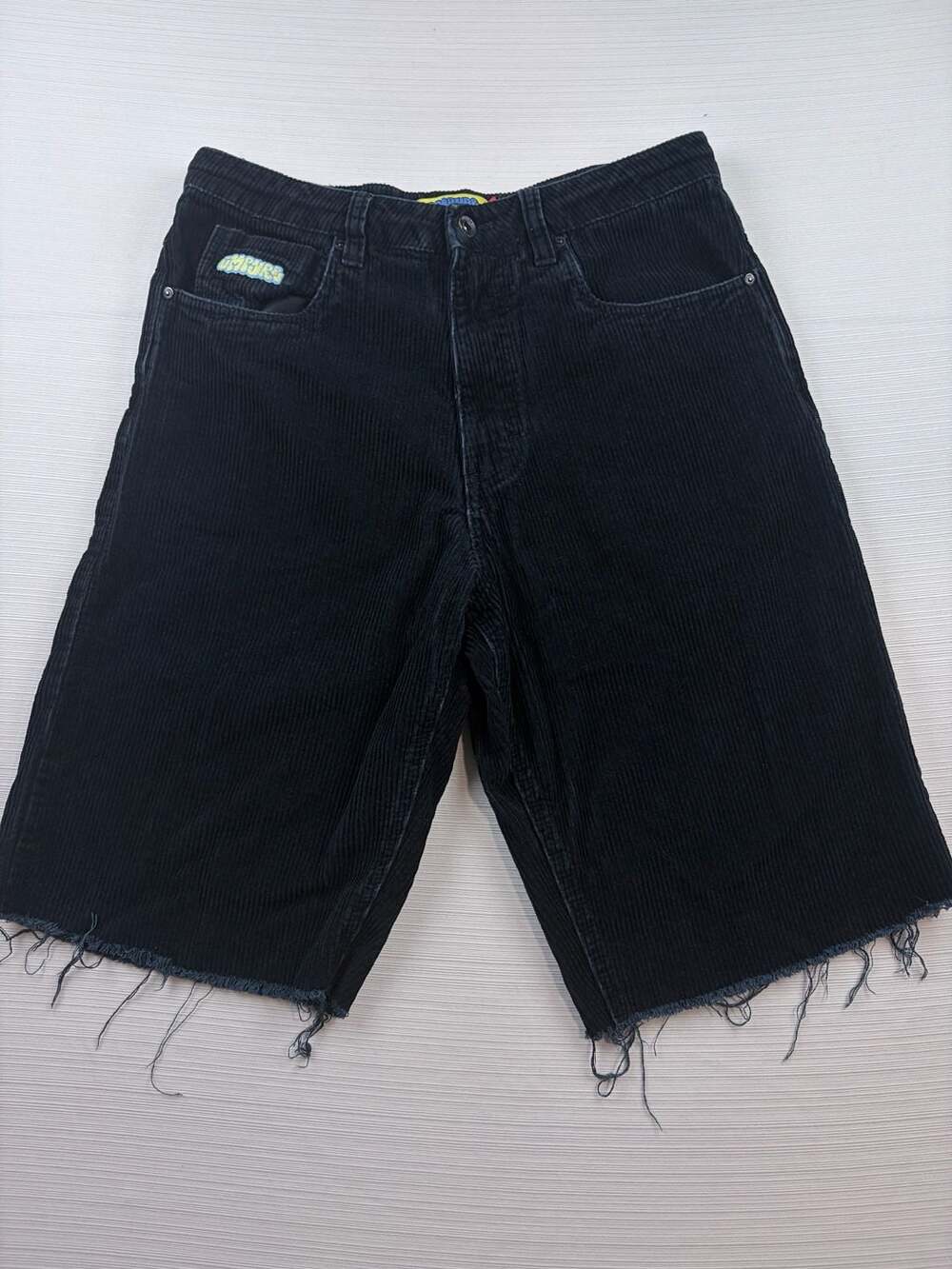 Empyre Corduroy Shorts Size 30 Black Distressed Raw Hem